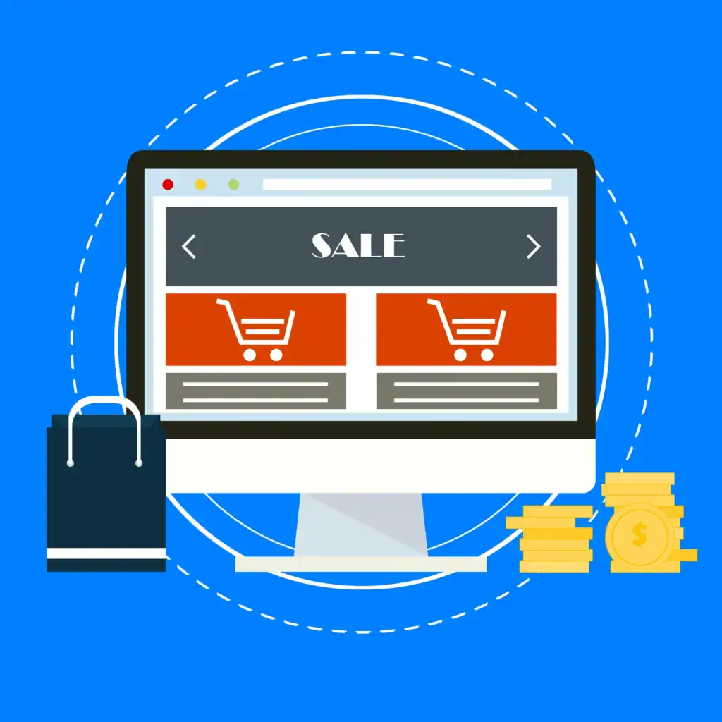 Sale through online illustrations image